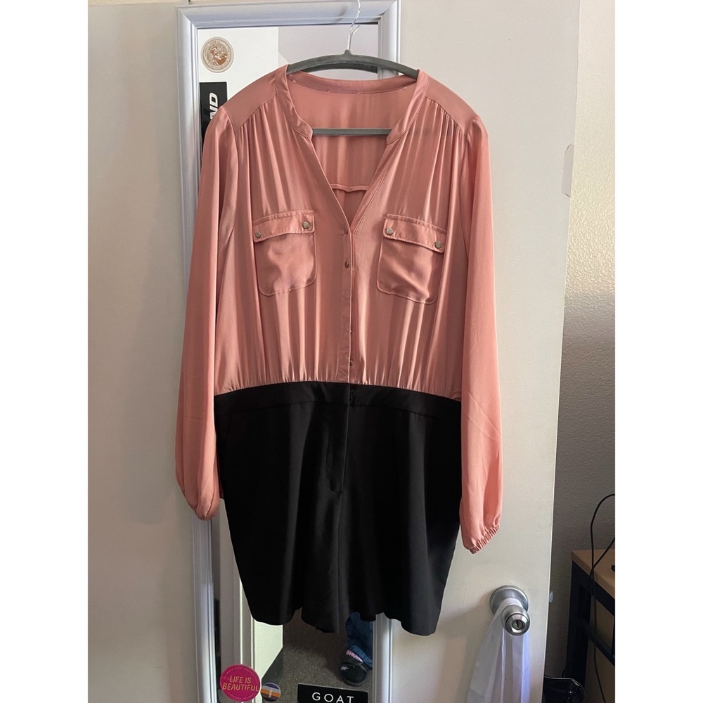Peach and Black short romper with pockets !!!